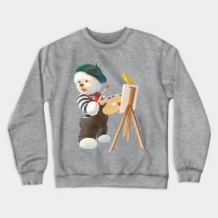 Cute Puppy Artist With Brush and Palette Crewneck Sweatshirt